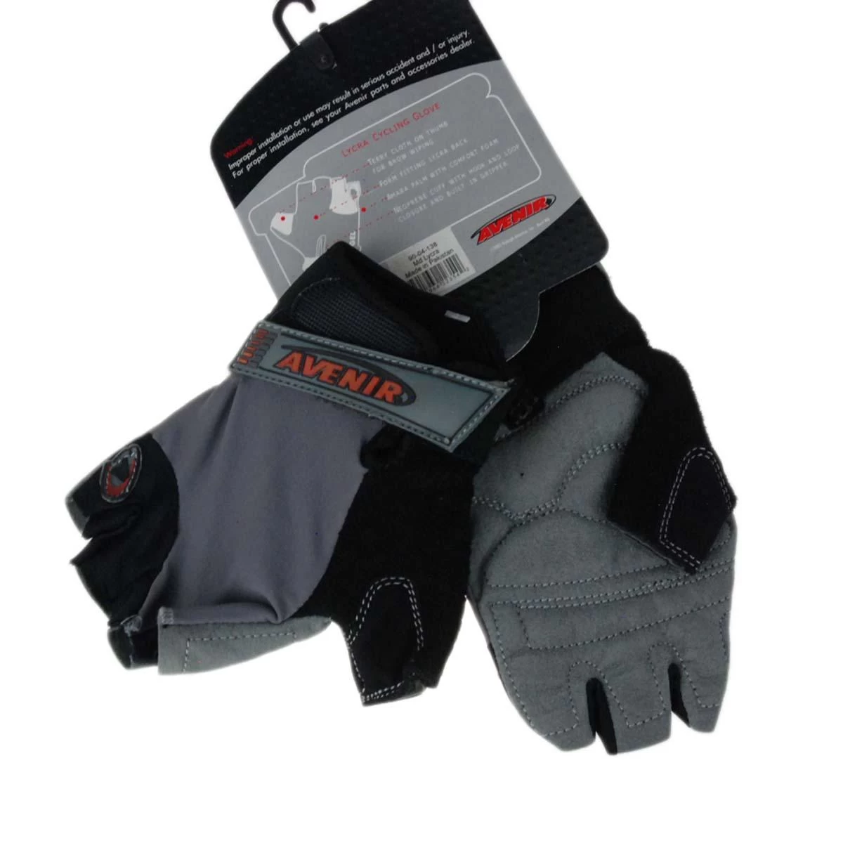 Avenir Raleigh Lycra Cycling Gloves Grey 3 Avenir Raleigh Lycra Cycling Gloves Grey